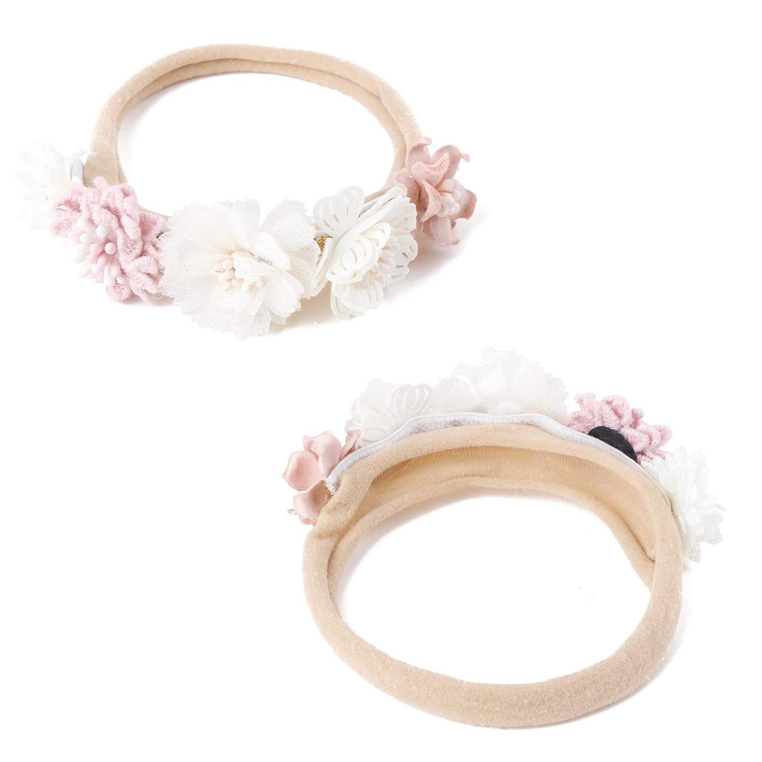 Diademas elásticas con flores para bebé niña, bandas suaves para el pelo para recién nacidas, 3 unidades