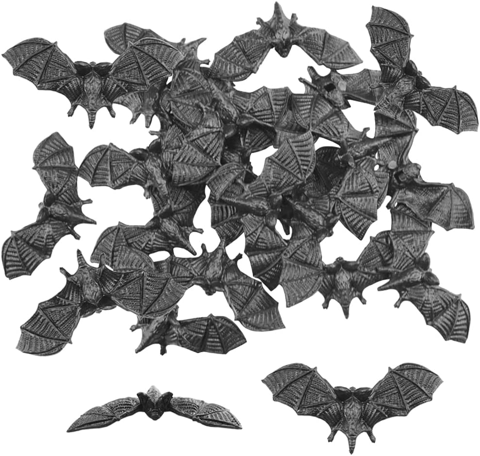 SaktopDeco Murciélagos negros para decoración de Halloween, mini murciélago 3D, juguete de plástico para fiesta, murciélagos artificiales para