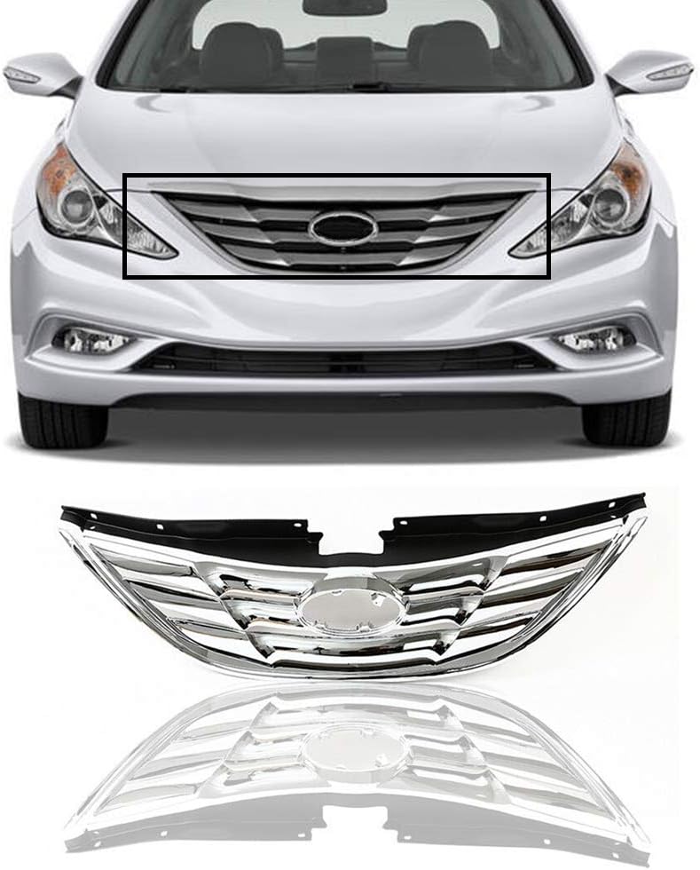 Rejilla superior delantera JX-7288-CM Reemplazo para Hyundai Sonata 2011-2013, cromo