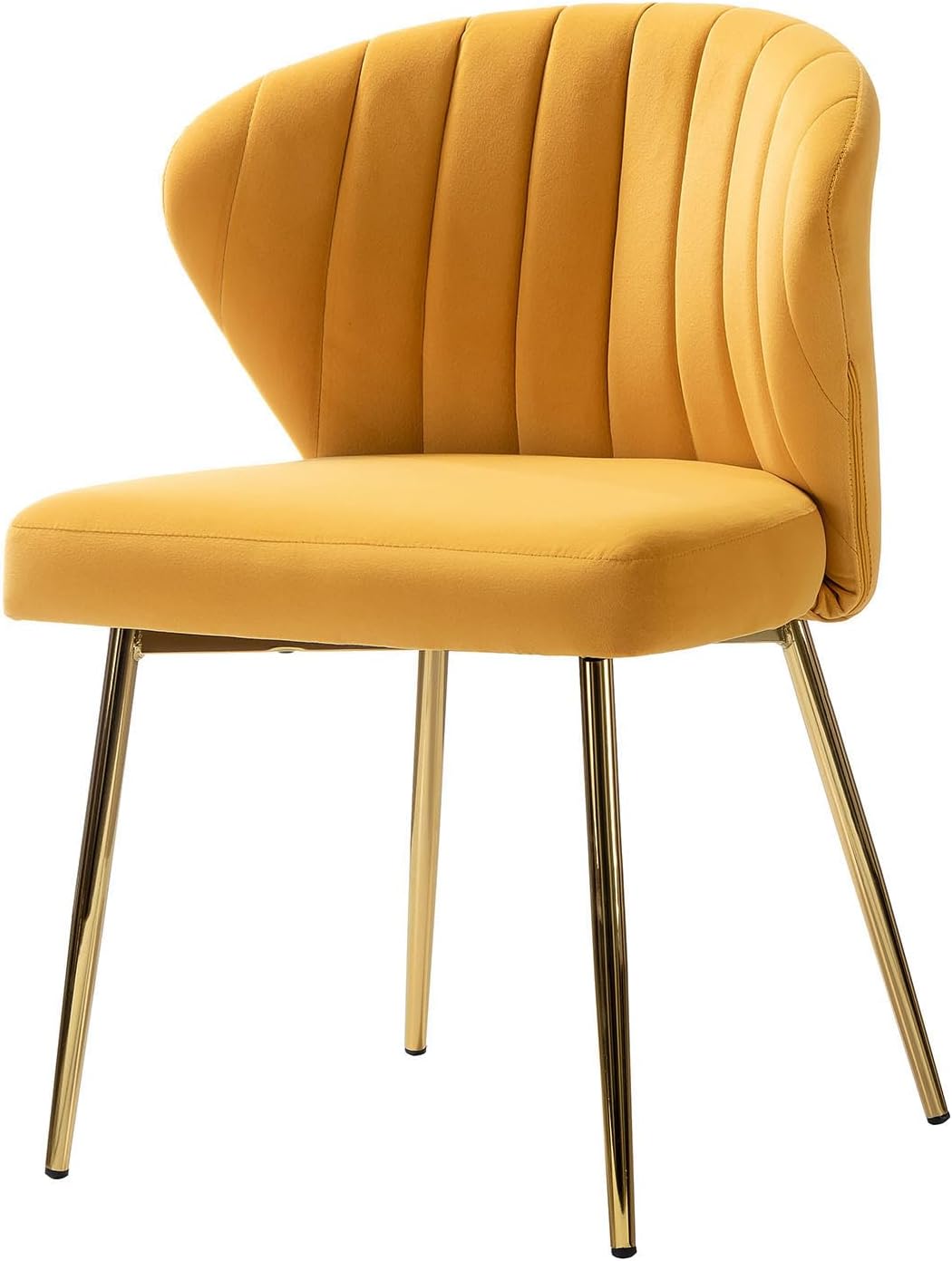 HULALA HOME Silla de comedor de terciopelo, bonita silla de acento sin brazos, silla de sala de estar con patas doradas, silla lateral tapizada