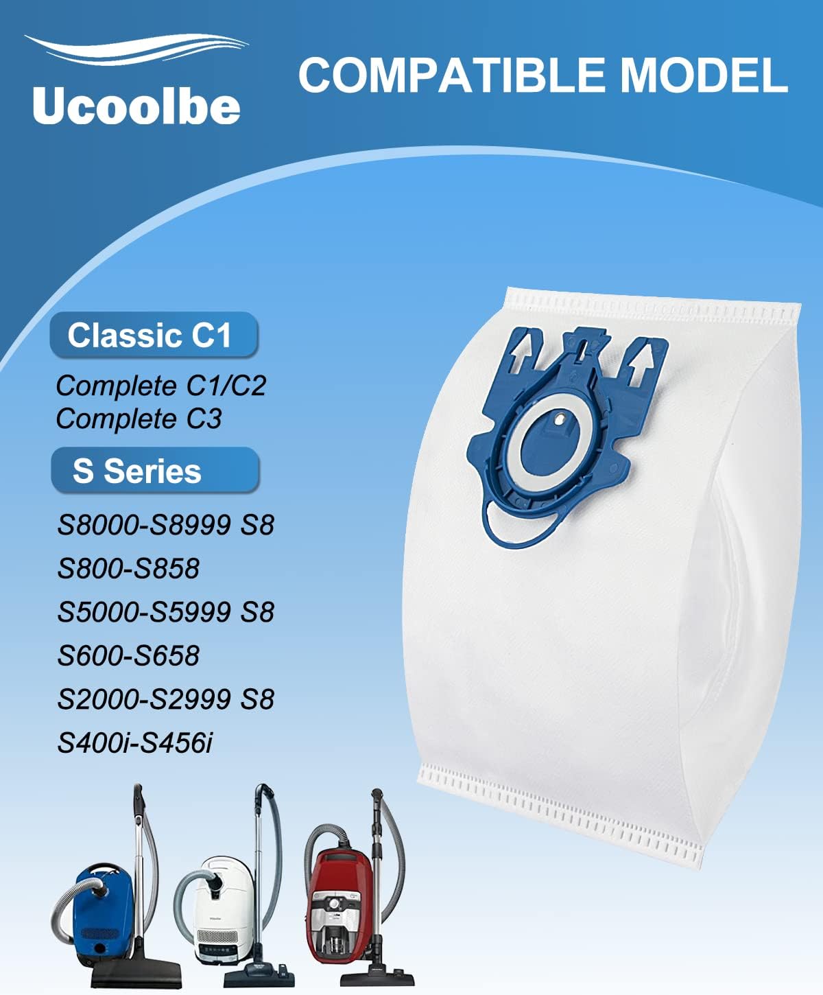 Paquete de 20 bolsas de repuesto 3D GN Airclean para aspiradora Miele Classic C1, C1 completa, C2 completa, C3, S227 S240, S270, S400, S2, S5, S8,