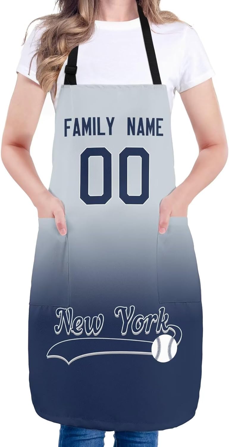 Delantal personalizado con nombres y números personalizados, regalo para mamá y esposa, fanáticos, mujeres, cocina de cocina