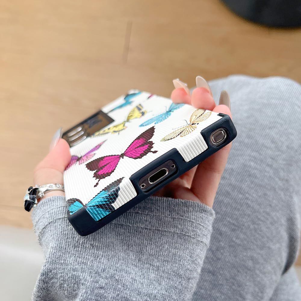 Diseño De Mariposa De Color Lindo Compatible Con Samsung Galaxy S23 Ultra Funda De Teléfono Cubierta Protectora De Silicona De Cuero De Moda Para