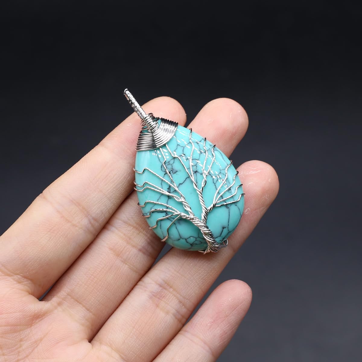 4 colgantes de piedra natural con forma de gota de agua al azar, cristal curativo, ágata de árbol de la vida, dijes para hacer joyas, collares,