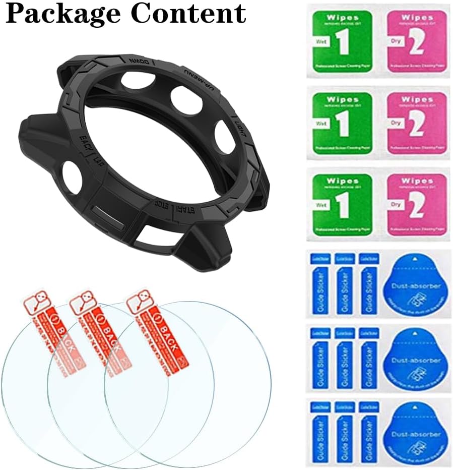 Protector de pantalla de reloj (3+1 unidad) compatible con Garmin Epix Pro 1.850 inFenix 7 Solar, película de vidrio templado, antiarañazos, alta