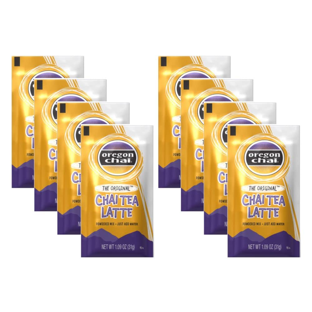 Oregon Chai Original Chai Tea Latte Mezcla en polvo de una sola porción, 8 unidades (paquete de 2)