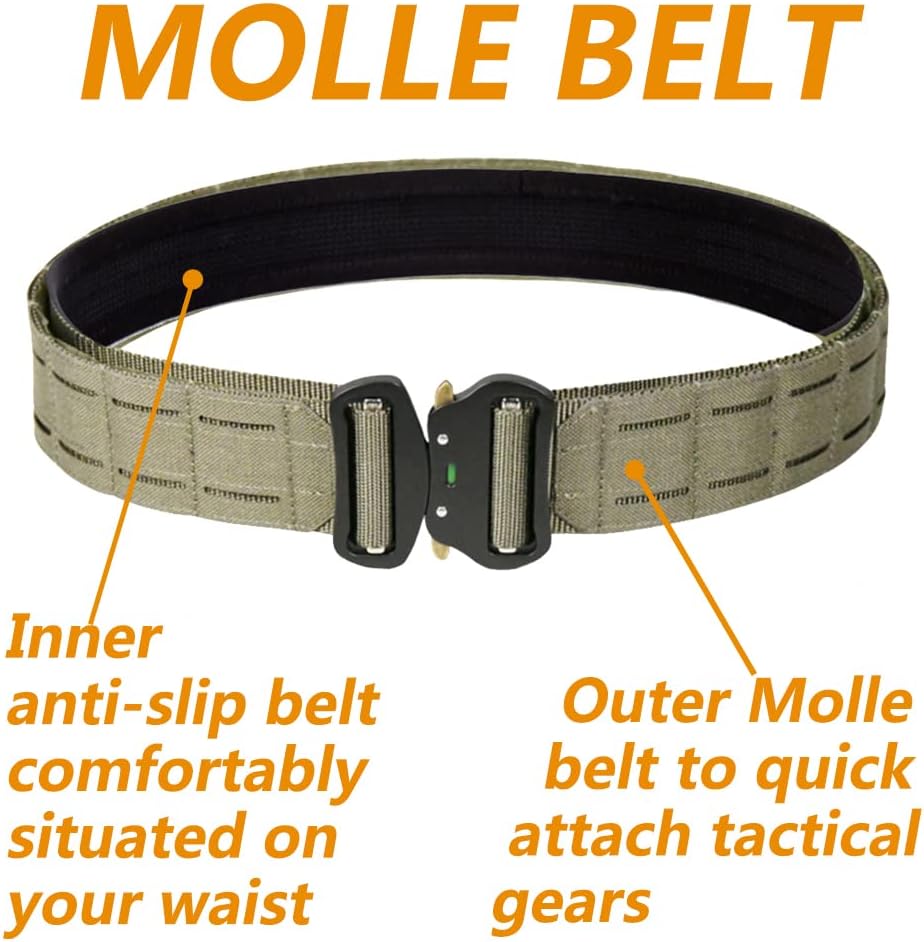 TWINFALCONS Molle Battle Belt Tactical Belt 2 Inch Law Enforcement Battle Belt Quick Release Duty Belt with 1.75″ Inner Belt