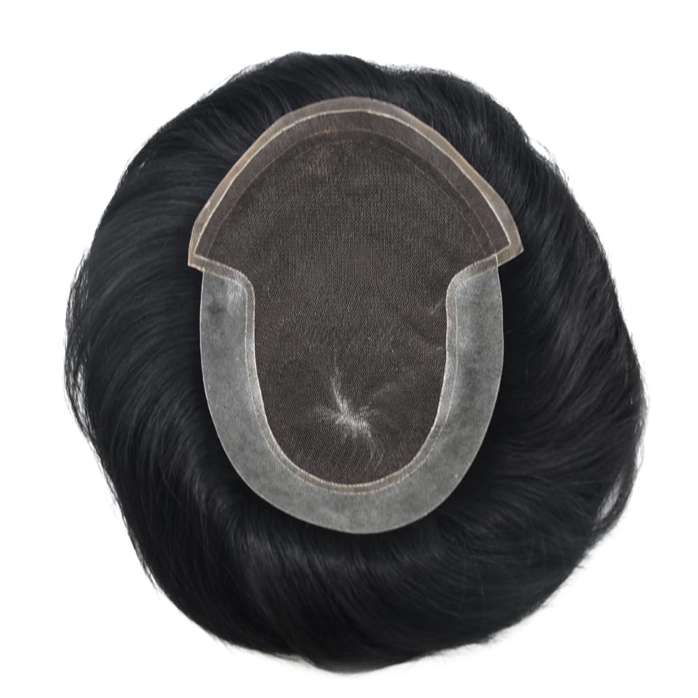 Hombres Toupee Sistema de Cabello Humano Real para Hombres Encaje Suizo Toupee Para Hombres Nudos Blanqueados Hombres Hairpieces Pieza Para Hombres