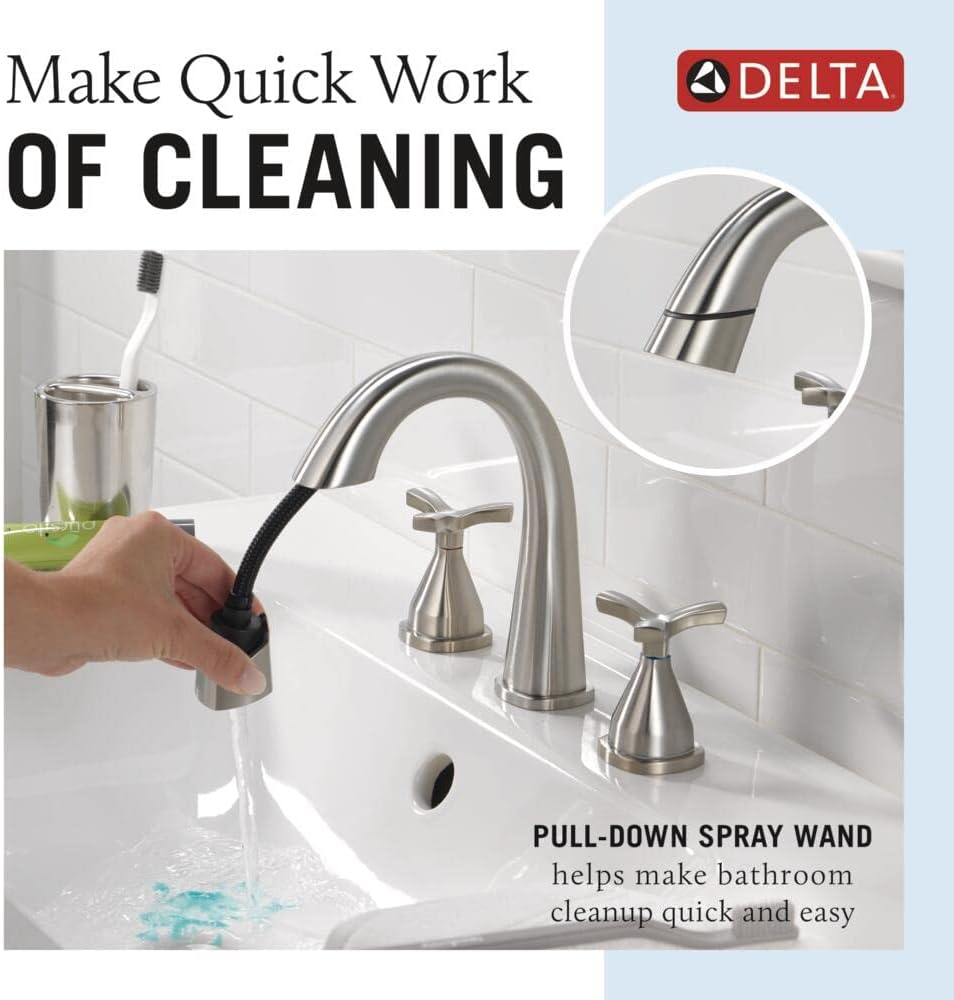 DELTA FAUCET 357756-SSPD-PR-DST Stryke – Grifo de baño, Lumicoat Inoxidable