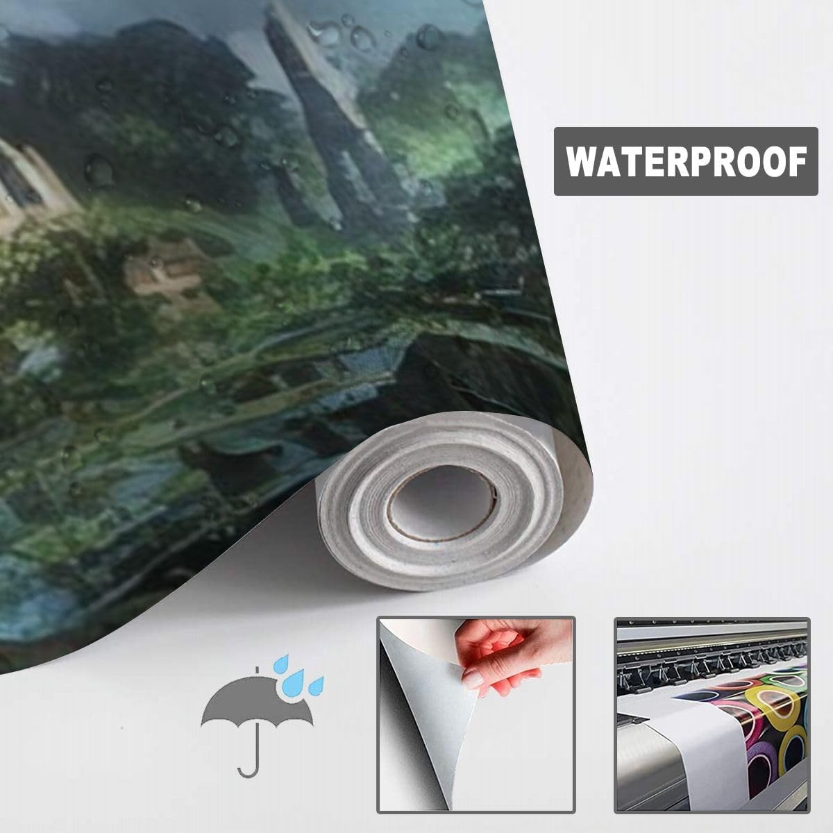 Mural de lienzo moderno 3D con diseño de paisaje de fantasía, desconocido, despegar y pegar, removible, autoadhesivas, para sala de estar,