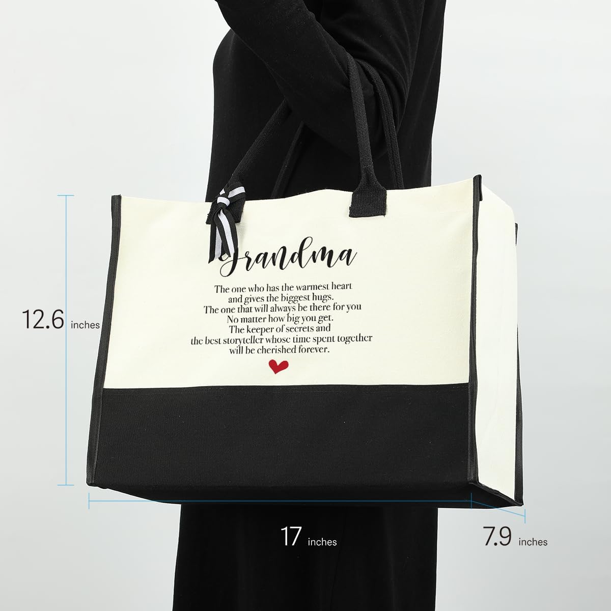 Noun – Bolsa de playa personalizada para mujer, bolsa de lona impermeable, regalos inspiradores para niñera, abuela