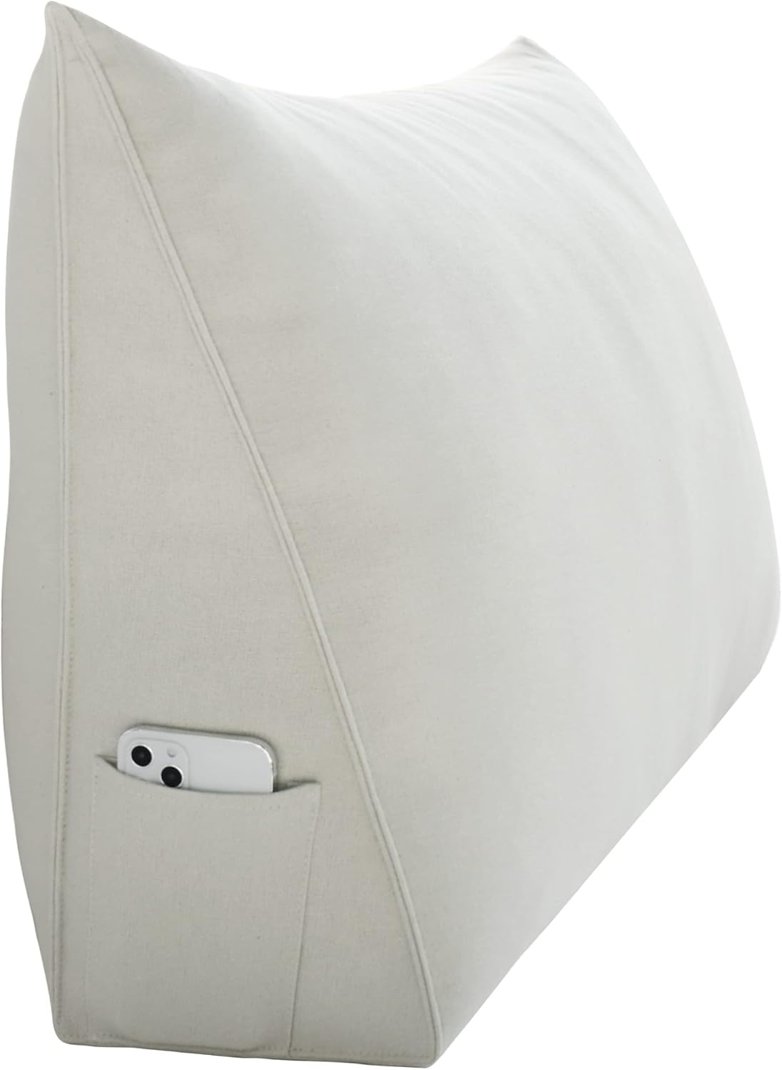 Johnear Almohada triangular para cabecero, almohada de cuña de algodón y lino, almohada grande para respaldo de lectura para sofá cama, soporte