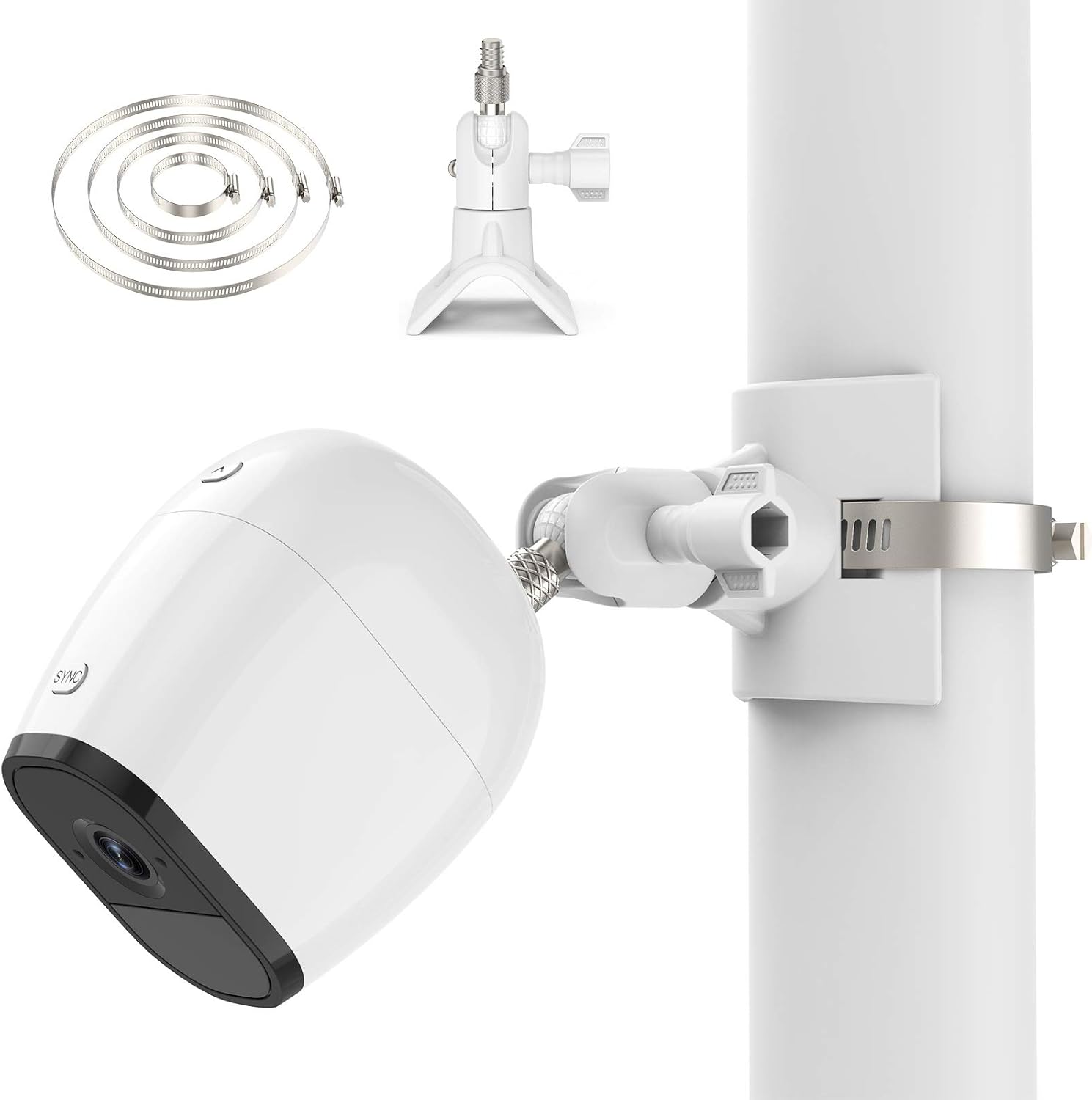 Soporte exterior para Arlo Pro 4Pro 3Pro 2ProUltra 2UltraEssentialReolink Wyze Cam, reflector y otros, se adapta a tuberías de 1.96-7.87 pulgadas