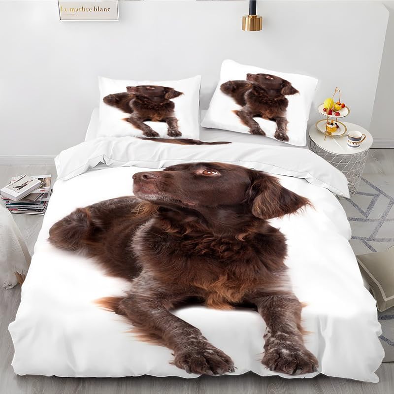 White Hound Twin Duvet Cover Dog Print Twin Bedding Sets Soft Microfiber Comforter Cover and 2 Pillow Shams 20″X26″, Bed Set Duvet Covers with