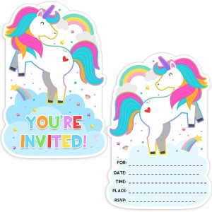Simimi art 30 invitaciones de fiesta de cumpleaños de unicornio con sobres, invitación de cumpleaños de unicornio Simimi art 30 invitaciones de fiesta de cumpleaños de unicornio con sobres, invitación de cumpleaños de unicornio