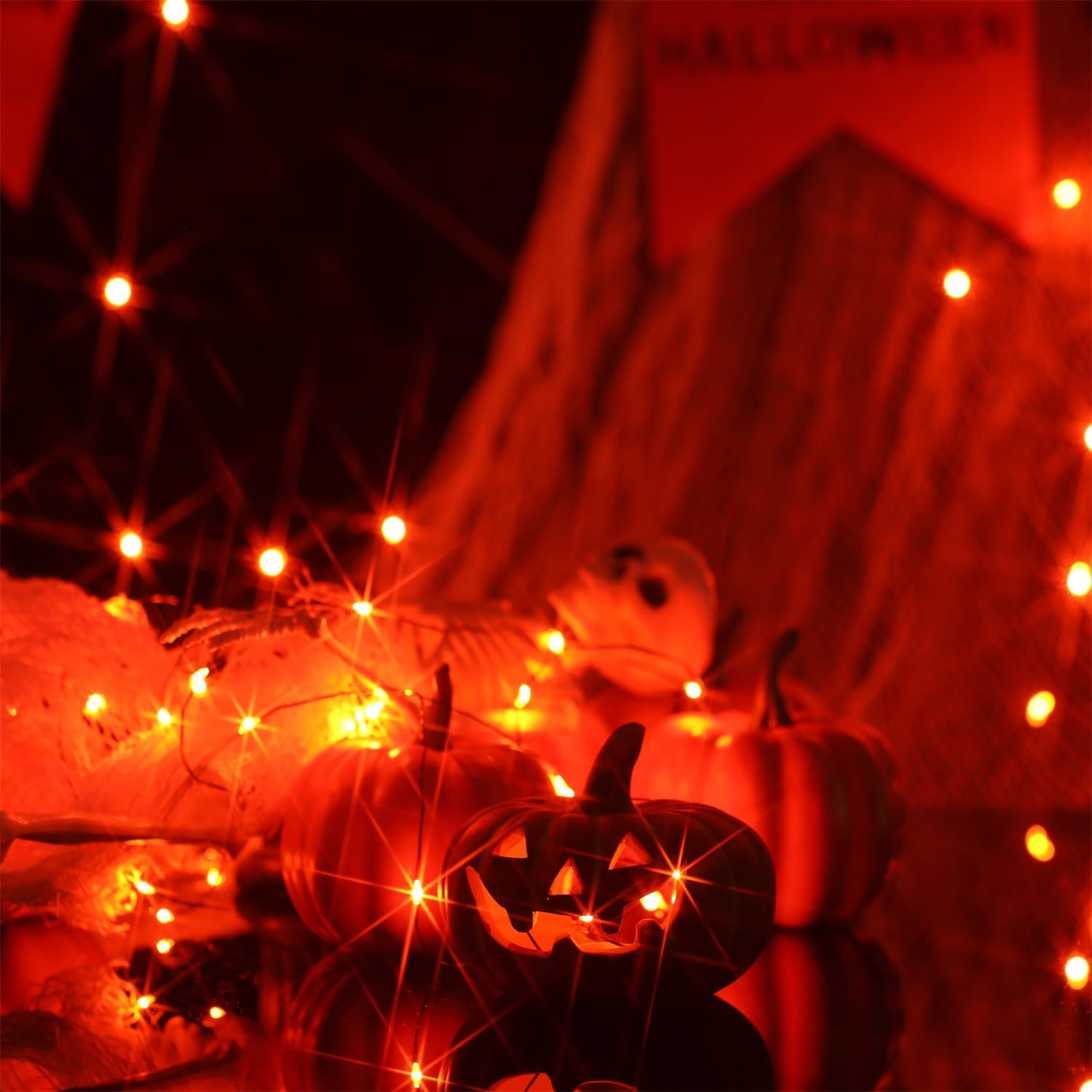 Beingreat – Guirnalda de luces USB, paquete de 2 mini luces LED de 33 pies con 8 modos para Halloween, Navidad, Pascua, naranja
