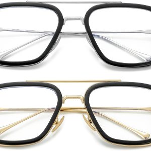 Lentes de bloqueo de luz azul estilo Tony Stark para hombres y mujeres, lentes retro con marco de metal de Iron Man y Spider-Man Lentes de bloqueo de luz azul estilo Tony Stark para hombres y mujeres, lentes retro con marco de metal de Iron Man y Spider-Man