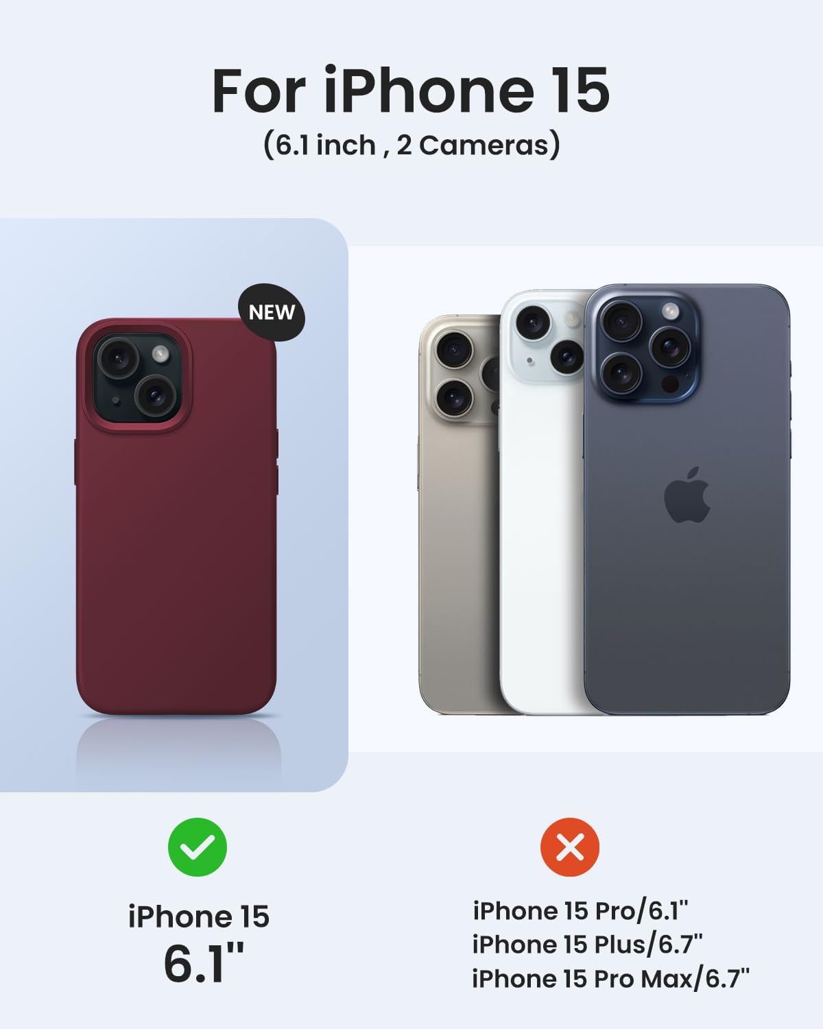 Funda diseñada para iPhone 15, funda de silicona protección contra caídas de grado militar forro de microfibra antiarañazos funda de silicona ultra