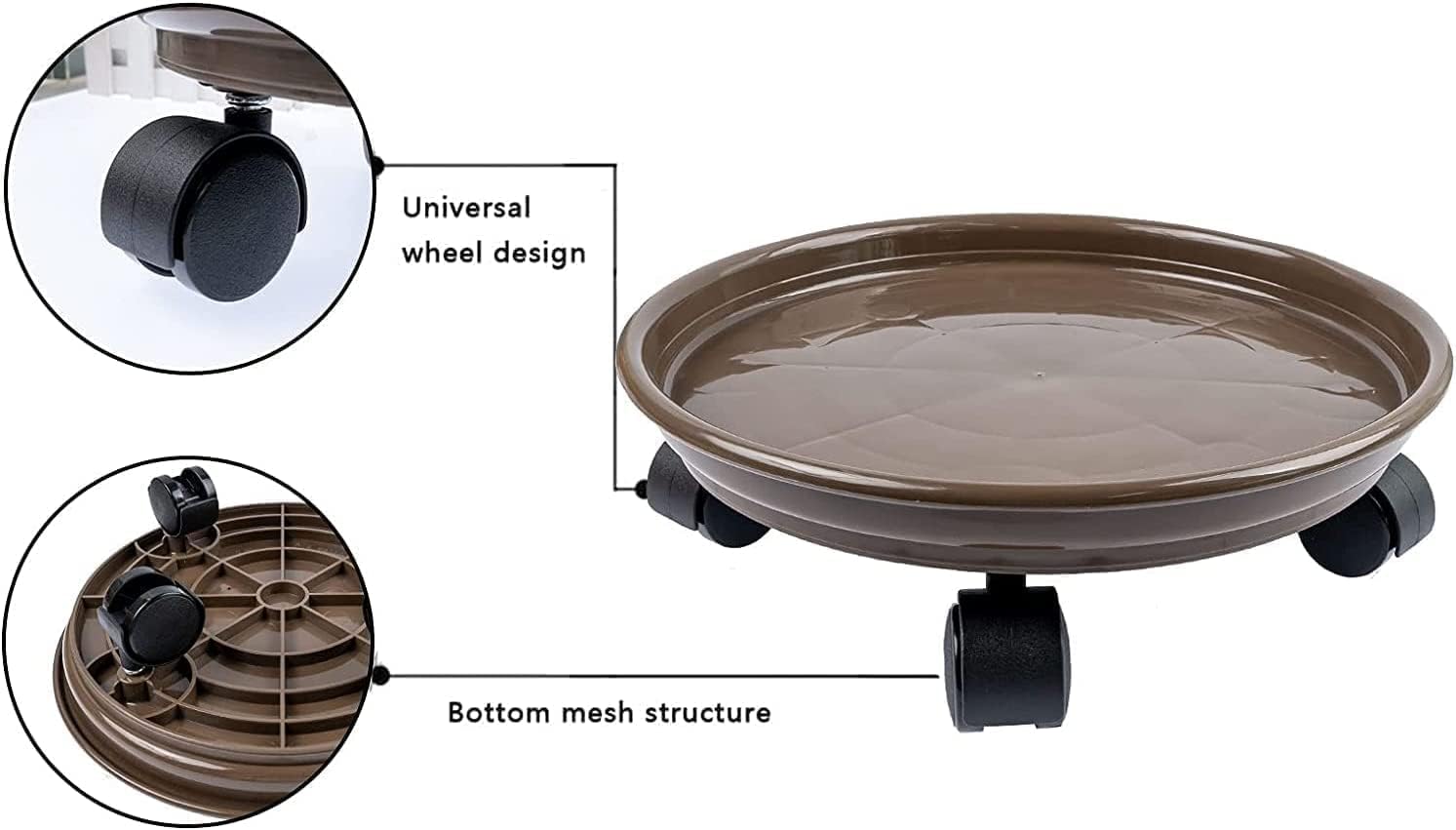 Yiting Organizador de plantas con ruedas, soporte rodante resistente para plantas con ruedas, plataforma rodante para plantas de interior y