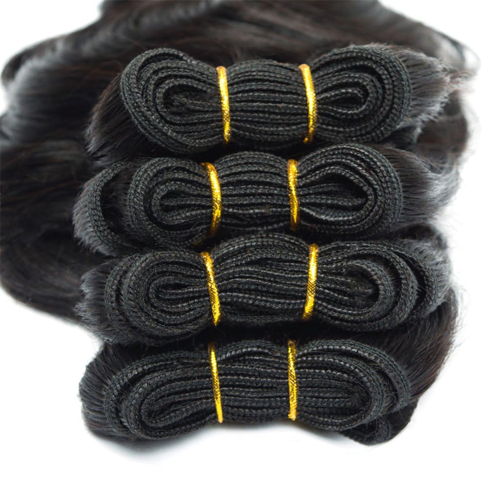 4 paquetes cortos de cabello humano ondulado de 8 pulgadas, extensiones de cabello virgen 10A, grado 10A, 100% sin procesar, para mujeres negras,