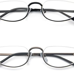 KoKoBin Lentes de lectura de media luna para hombres y mujeres, lentes de montura metálica con bisagra de resorte KoKoBin Lentes de lectura de media luna para hombres y mujeres, lentes de montura metálica con bisagra de resorte