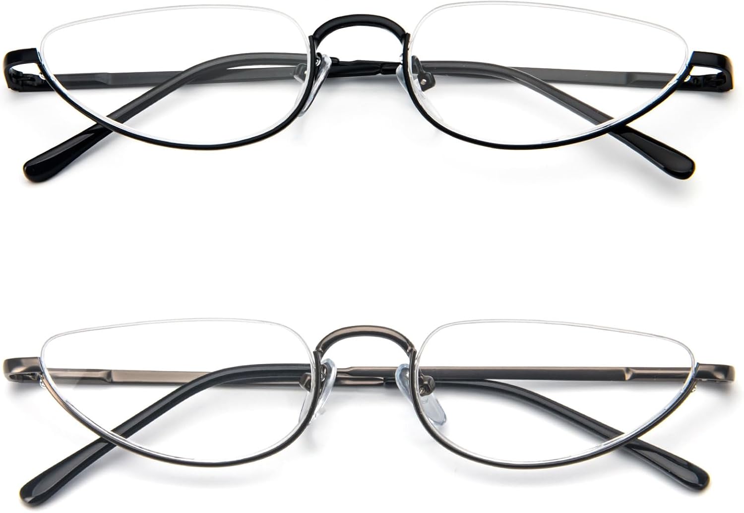 KoKoBin Lentes de lectura de media luna para hombres y mujeres, lentes de montura metálica con bisagra de resorte
