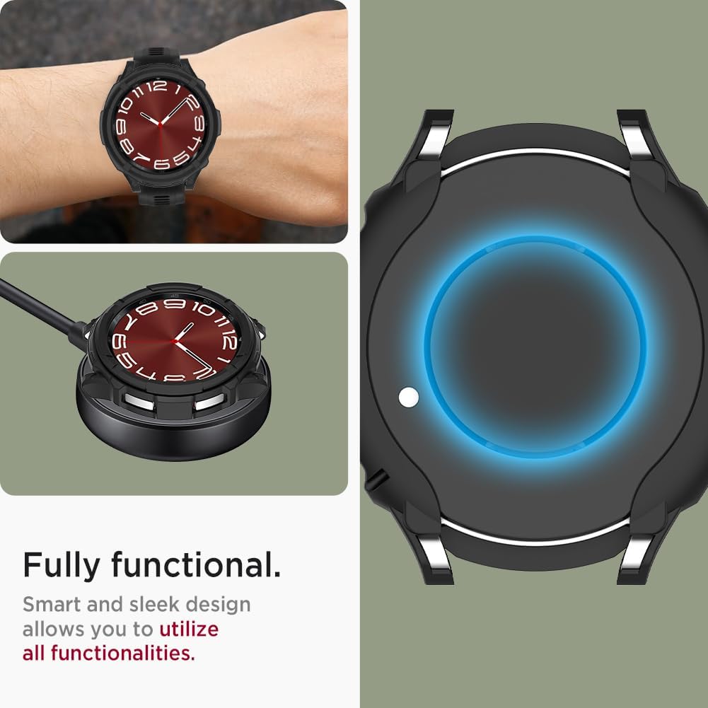 Miimall Funda compatible con Samsung Galaxy Watch 6 Classic de 1.73 pulgadas, carcasa protectora militar de TPU + anillo para Galaxy Watch Classic 6