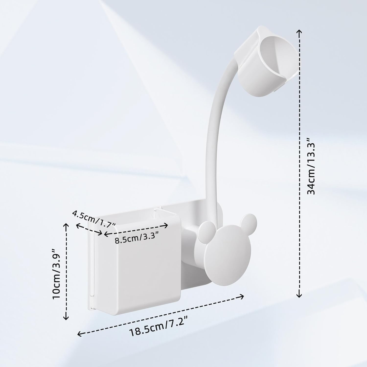 Soporte para secador de pelo manos libres con cualquier ángulo giratorio brazo totalmente posicionable. Soporte de pared para secador de pelo,