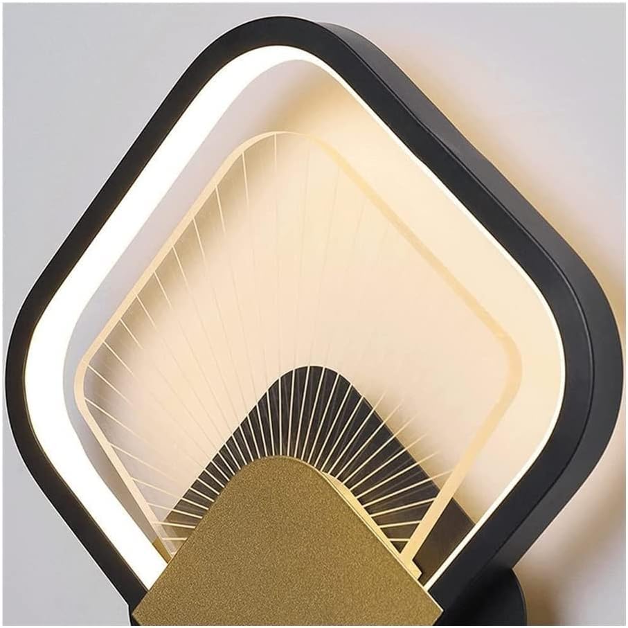 Lámpara de pared de aluminio de metal con pantalla acrílica, aplique de pared LED de atenuación de tres colores para dormitorio, sala de estar,