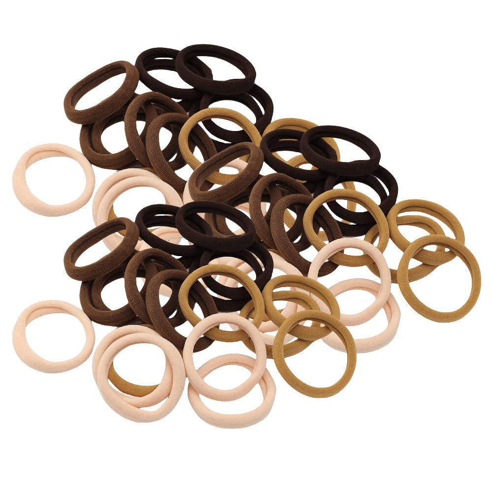 HASINA 100 ligas gruesas sin costuras para el cabello, accesorios para el cabello sin daños para cabello grueso y rizado (neutro)