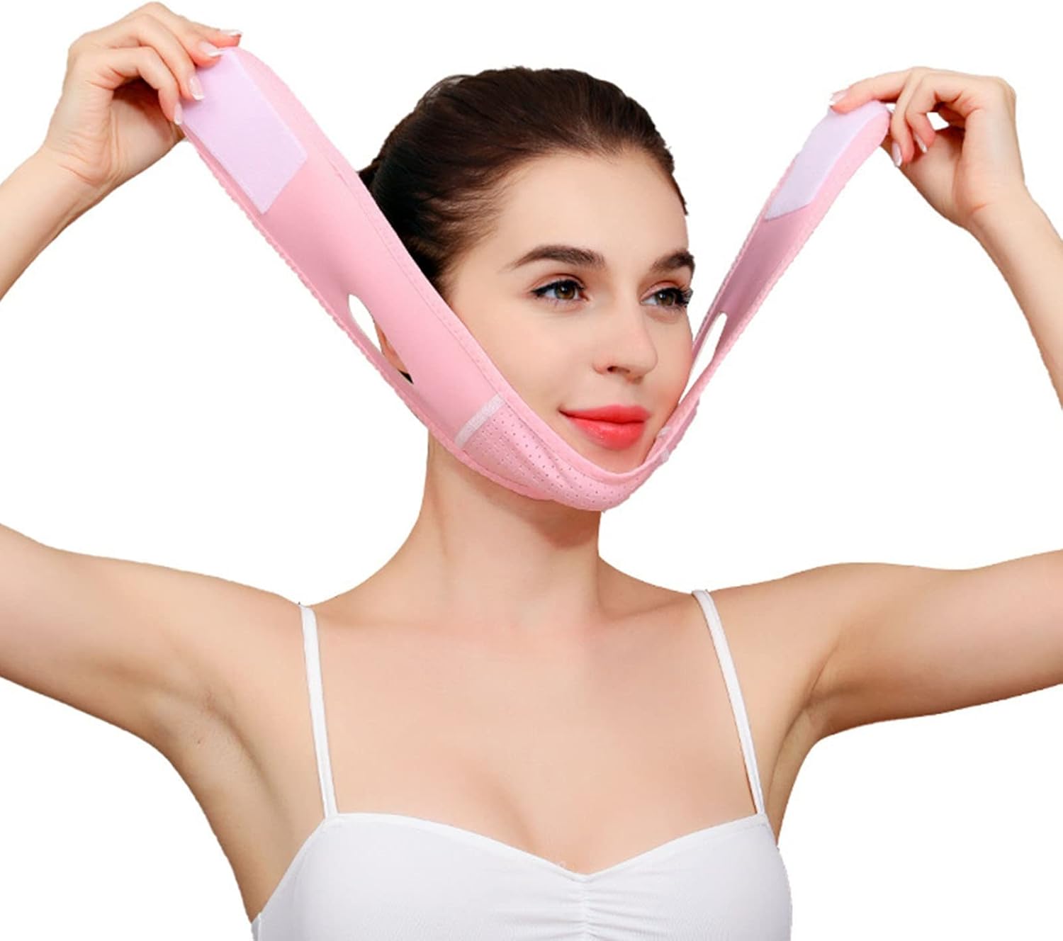 Mascarilla facial reutilizable con línea en V, vendaje de protección facial para mujer, lejos de la doble barbilla, cinturón de elevación para