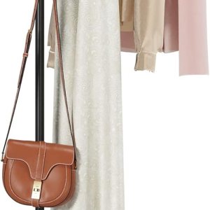 HOMEFORT Perchero de metal con 4 ganchos y base estable, moderno perchero con barra transversal, perchero de pie, perchero de pie, perchero de pie HOMEFORT Perchero de metal con 4 ganchos y base estable, moderno perchero con barra transversal, perchero de pie, perchero de pie, perchero de pie