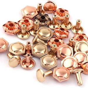 Remache de doble tapa de metal de oro rosa de 0.394in, remache rápido, remache para bolsos, bolsos, zapatos, cinturones de cuero, manualidades, Remache de doble tapa de metal de oro rosa de 0.394in, remache rápido, remache para bolsos, bolsos, zapatos, cinturones de cuero, manualidades,