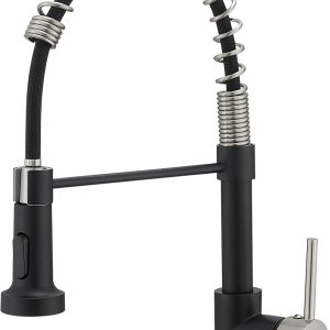 Grifo negro de cocina AIMADI,Grifo de fregadero de cocina con rociador,Grifo de cocina moderno de una sola manija de un solo agujero negro mate Grifo negro de cocina AIMADI,Grifo de fregadero de cocina con rociador,Grifo de cocina moderno de una sola manija de un solo agujero negro mate