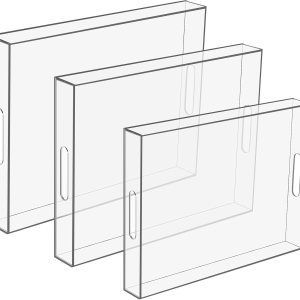 meekoo Bandeja de acrílico transparente para servir de 16 pulgadas, 14 pulgadas, 12 pulgadas, bandeja de desayuno, bandeja rectangular a prueba de meekoo Bandeja de acrílico transparente para servir de 16 pulgadas, 14 pulgadas, 12 pulgadas, bandeja de desayuno, bandeja rectangular a prueba de