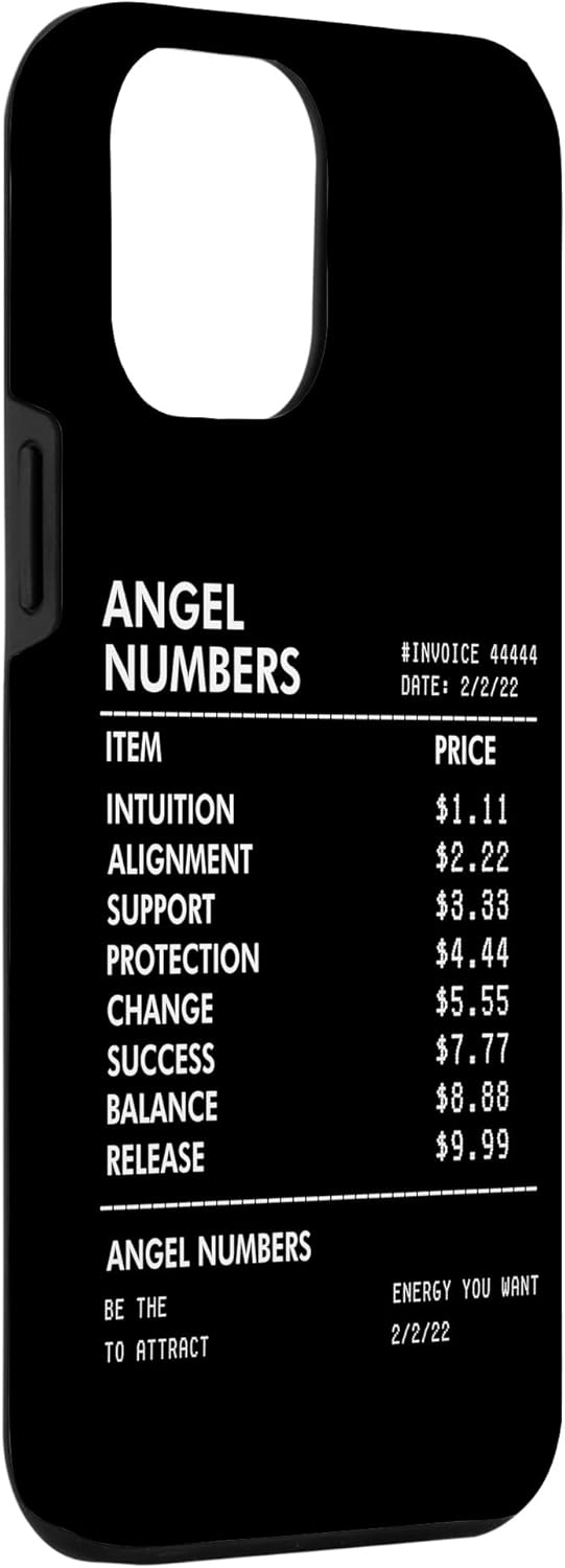 iPhone 14 Pro Max Angel Numbers Recibo 111 222 333 444 Estuche de numerología espiritual