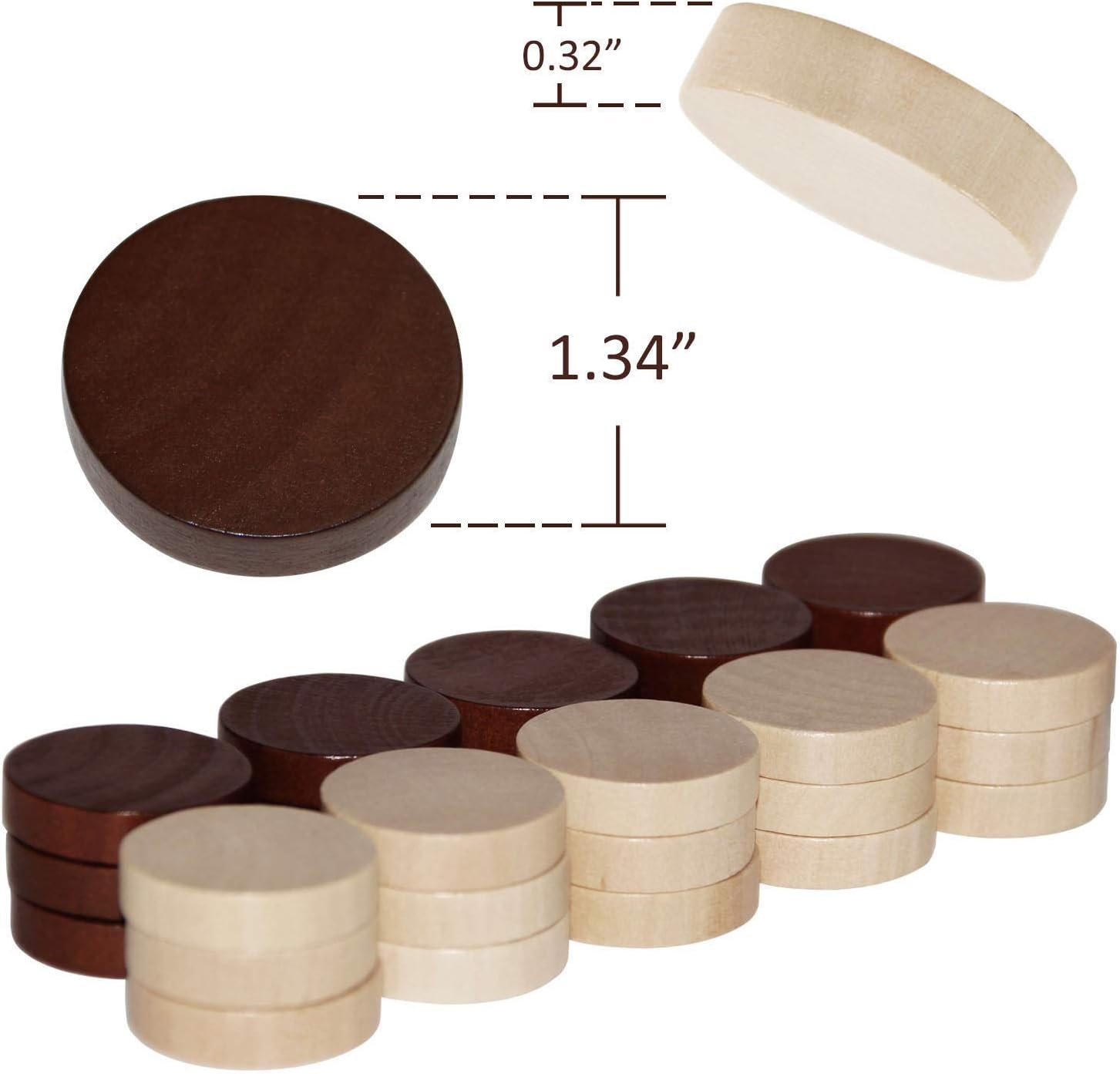 ASNEY Juego de piezas de backgammon de madera, piezas de madera maciza, juego de mesa de juego de mesa y 5 dados, incluye bolsa de almacenamiento