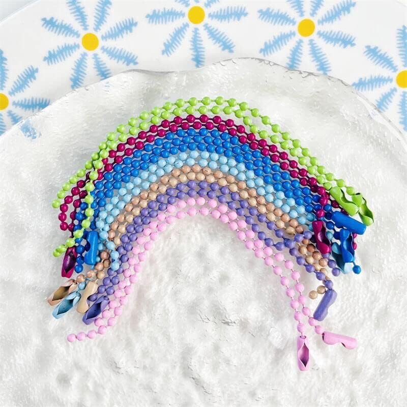 100pcs arco iris colorido bola bola llavero hebilla cuentas cadena DIY accesorio, Color del arco iris