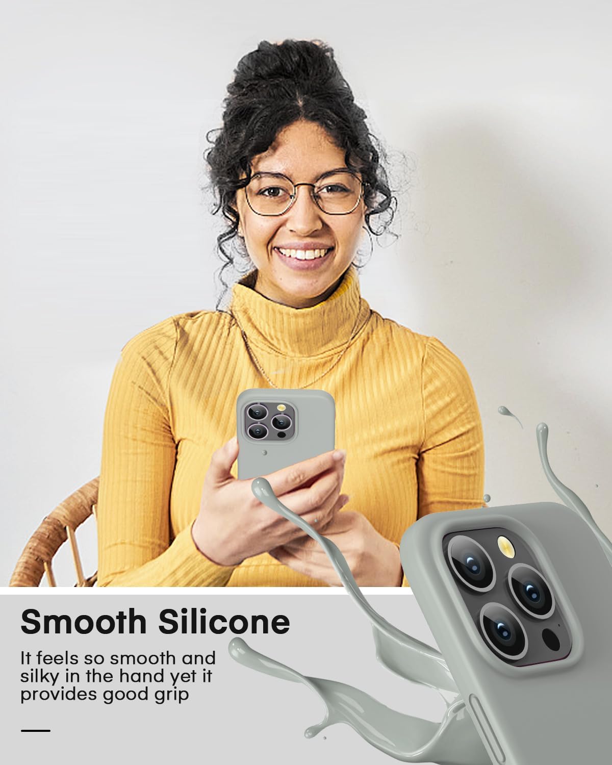 Kimguard Magsafe – Funda magnética de silicona para iPhone 15 Pro, funda de silicona con forro de microfibra para iPhone Pro de 6.1 pulgadas 2023,