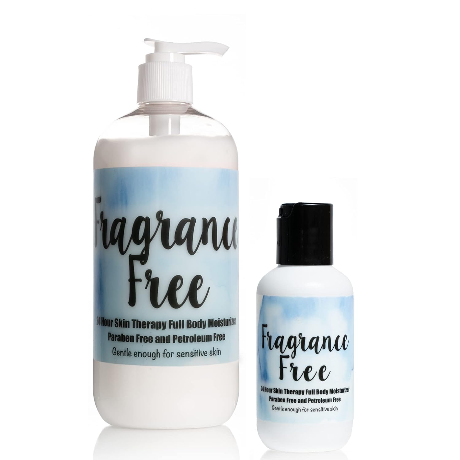 The Lotion Company Loción de terapia cutánea 24 horas, sin fragancia, cero aroma, cero fragancia (libre y clara), piel sensible, kit combinado