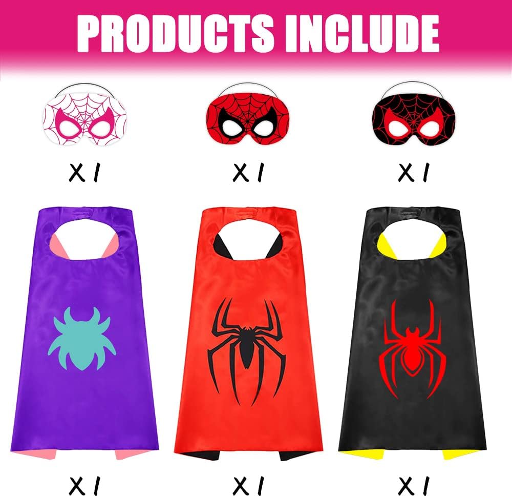 QICI Spidey His Amazing Friends Capa y máscara para niños de 3 a 10 años, regalos para niños y niñas, Navidad, Halloween, cosplay, suministros de