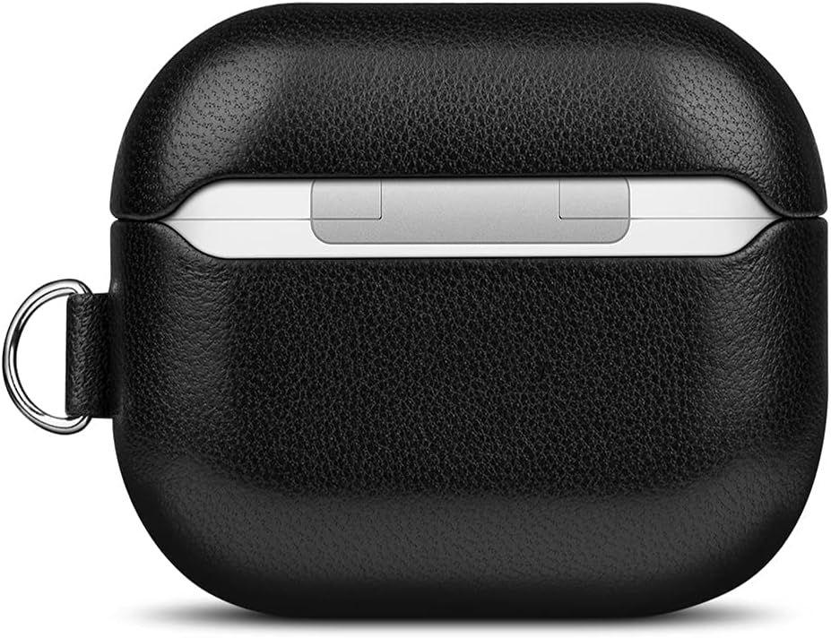 lopie – Funda de cuero compatible con AirPods de 3 generación, hecha a mano con llavero para AirPods 3, funda protectora portátil con clip de