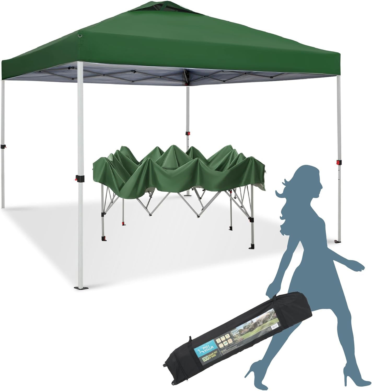 MFSTUDIO Tienda de campaña desplegable para exteriores de 10 x 10 pies, fácil de instalar, patas rectas, refugio instantáneo plegable para playa,