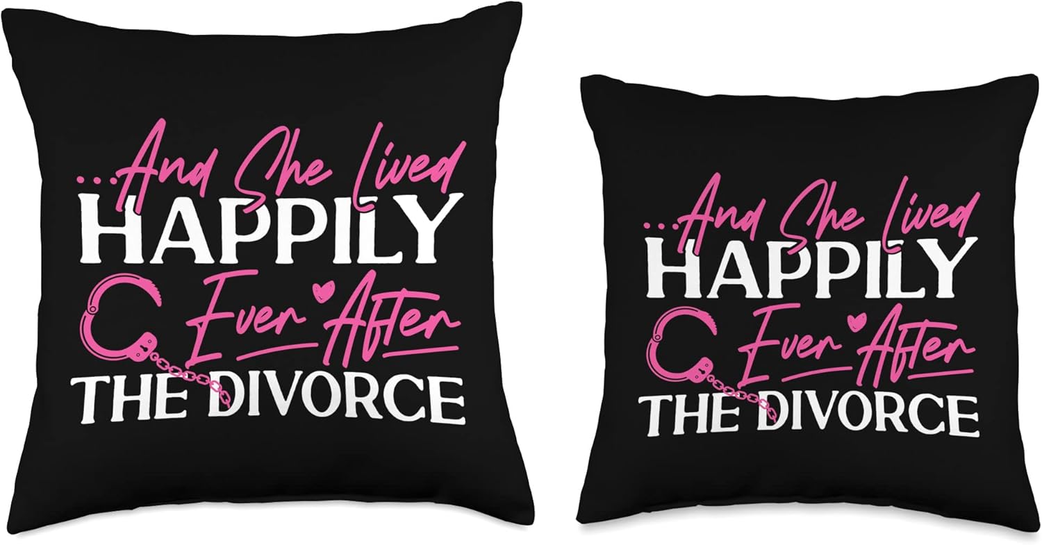 Happy Divorce Party and She Lived Happily Ever After The Throw Pillow, 18×18, Multicolor