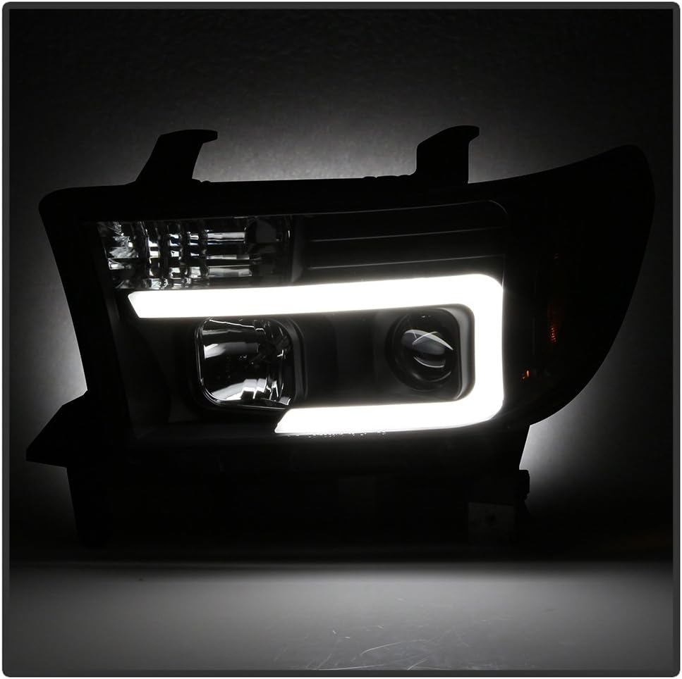 ACANII – Para 2007-2013 Toyota Tundra 08-17 Sequoia Pickup Negro LED Tubo Proyector Faros Faros Par Izquierdo+Derecho