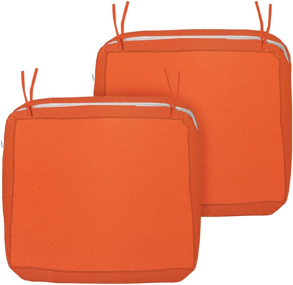 BELLRINO Juego de 2 fundas de cojín impermeables para patio al aire libre, 22 x 20 x 4 pulgadas, juego de 2 fundas de cojín decorativas para silla,
