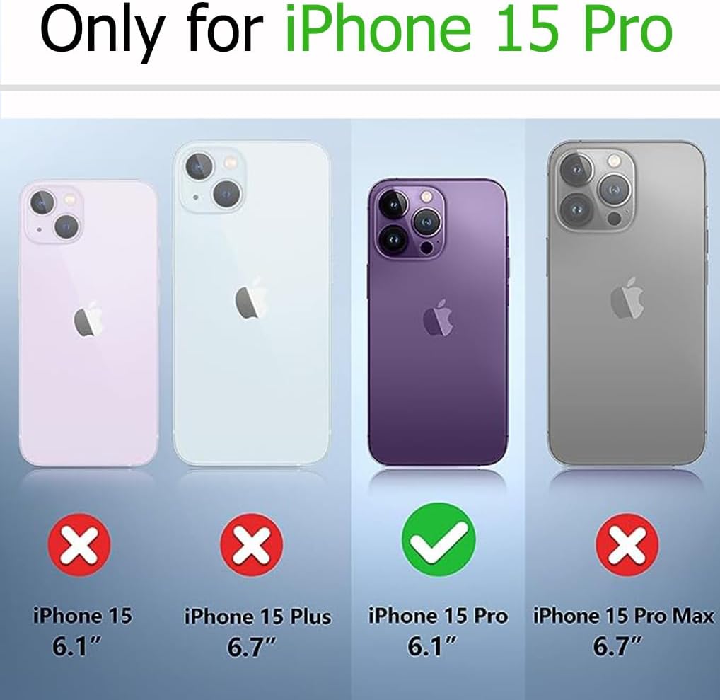 B-wishy Funda protectora para iPhone 15 Pro para mujer, con purpurina, cristal, mariposa, corazón, floral, delgada, TPU de lujo, bonita funda
