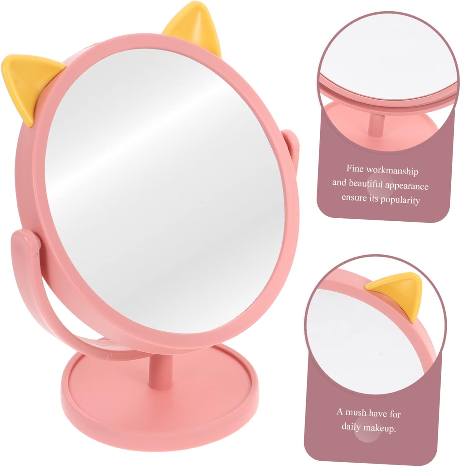 Beaupretty 2 piezas de espejo de tocador, bonito espejo estético para decoración de habitación, espejo para escritorio, espejo de hogar, espejo de