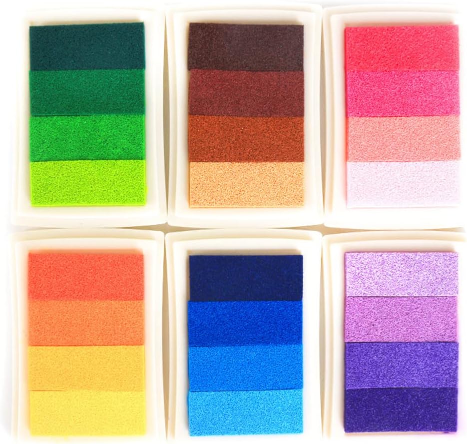 6 almohadillas de tinta para manualidades, almohadillas de tinta lavables para niños, almohadillas de tinta multicolor para sellos de goma, papel,