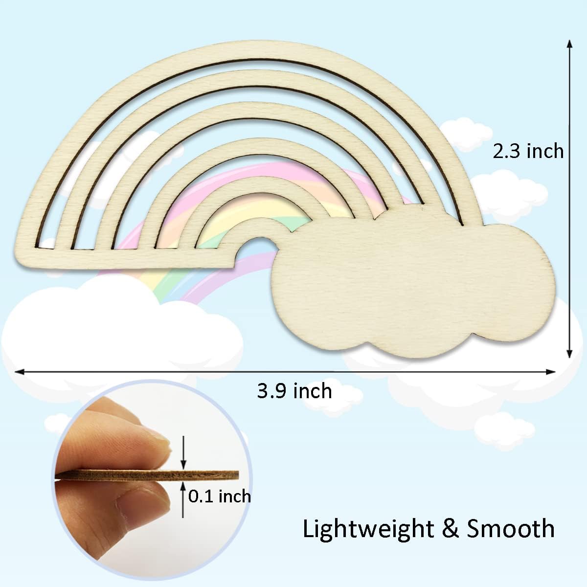 30 piezas de madera de arco iris, manualidades, recortes de madera sin terminar, discos de madera para proyectos de bricolaje para niños, decoración